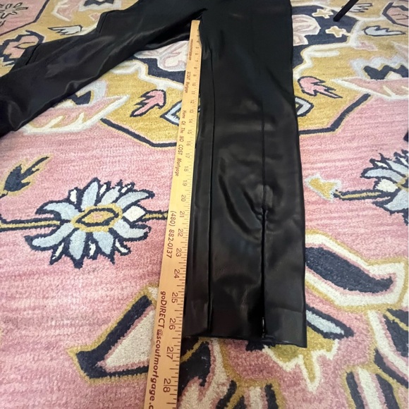 Zara Faux Leather Pants Size Large Black Side Zipper Elastic Waist Ankle Zipper - Picture 10 of 15